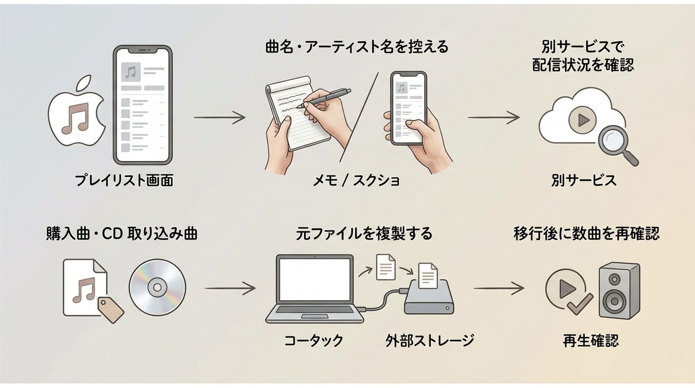 Apple Musicのプレイリストと音源ファイルを解約前に別々に残す方法