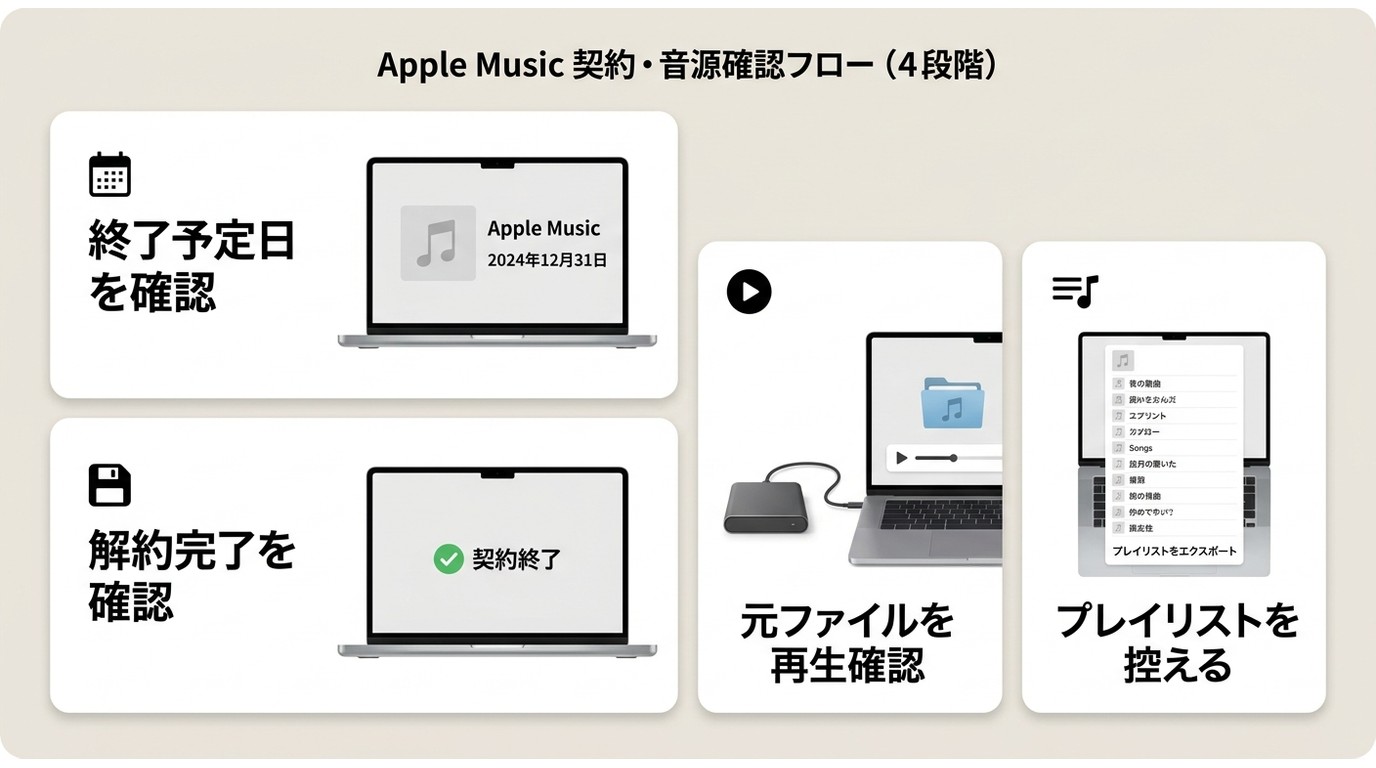 Apple Music解約前に終了予定日や元ファイルを確認する4項目