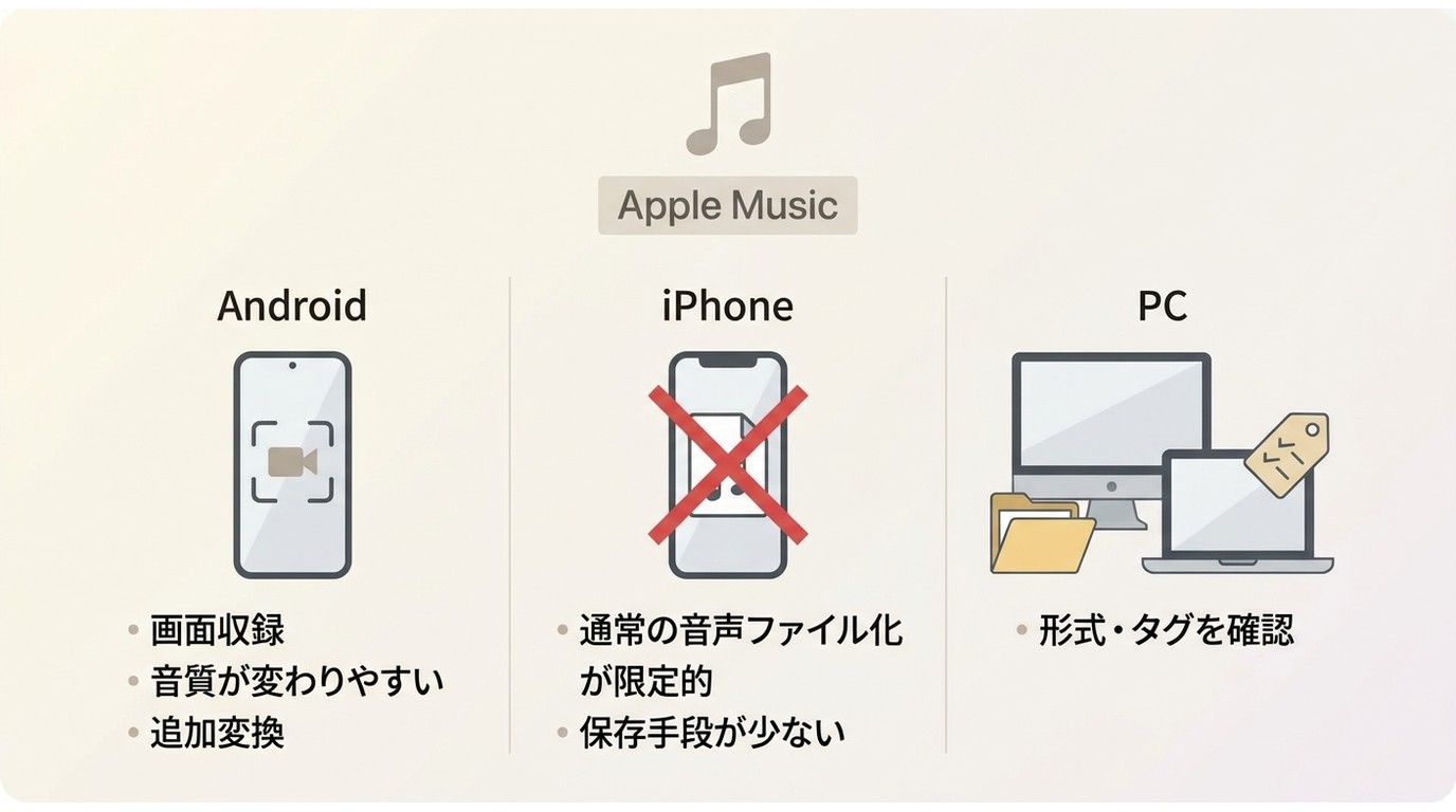AndroidとiPhoneでApple Musicをダウンロードする場合の制限