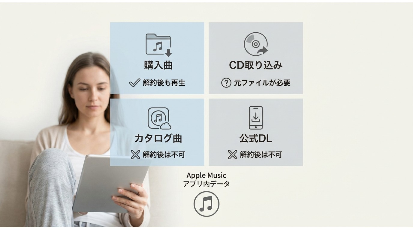 Apple Music解約後に聴ける購入曲・CD取り込み曲と聴けないカタログ曲の違い