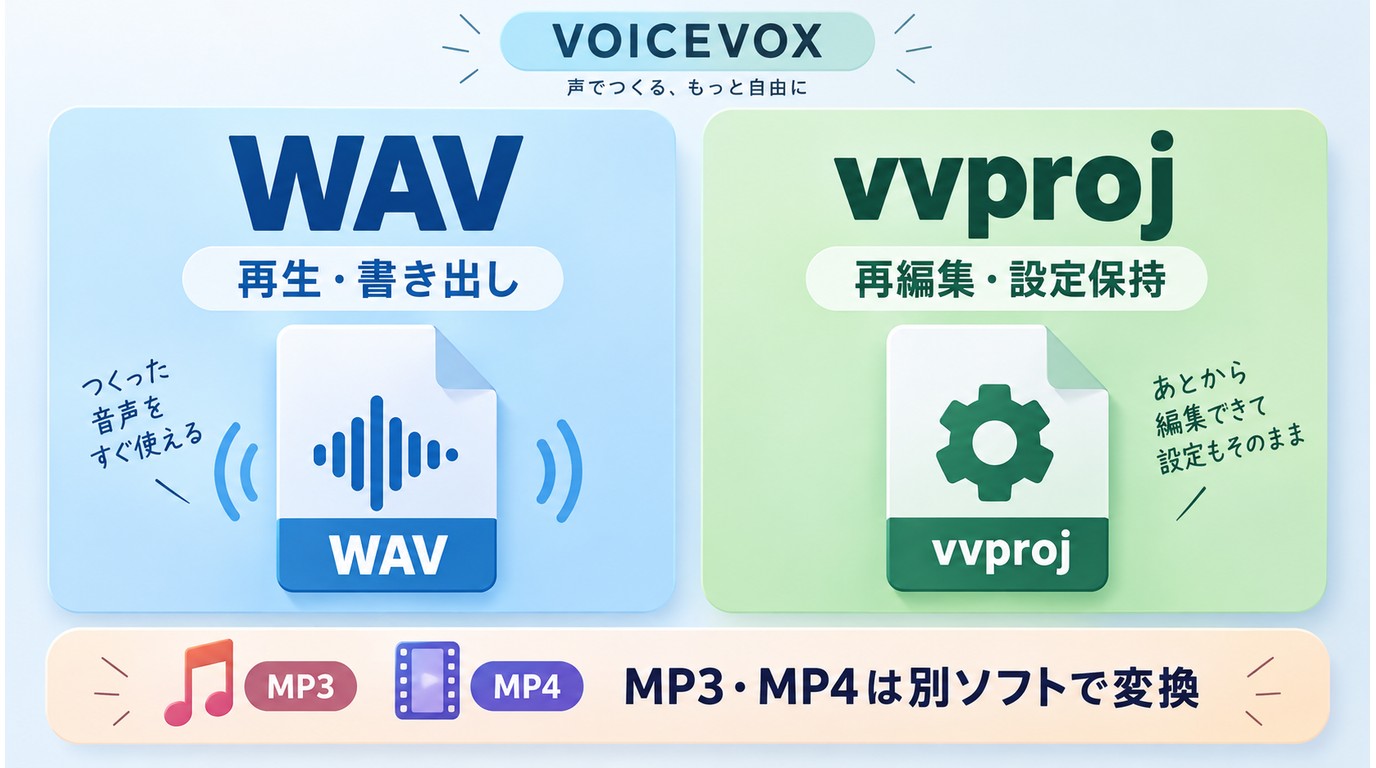 VOICEVOXのWAVとvvprojの用途と保存先の違い