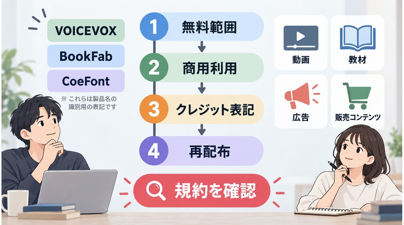 AI音声の無料利用・商用利用・クレジット表記の違い