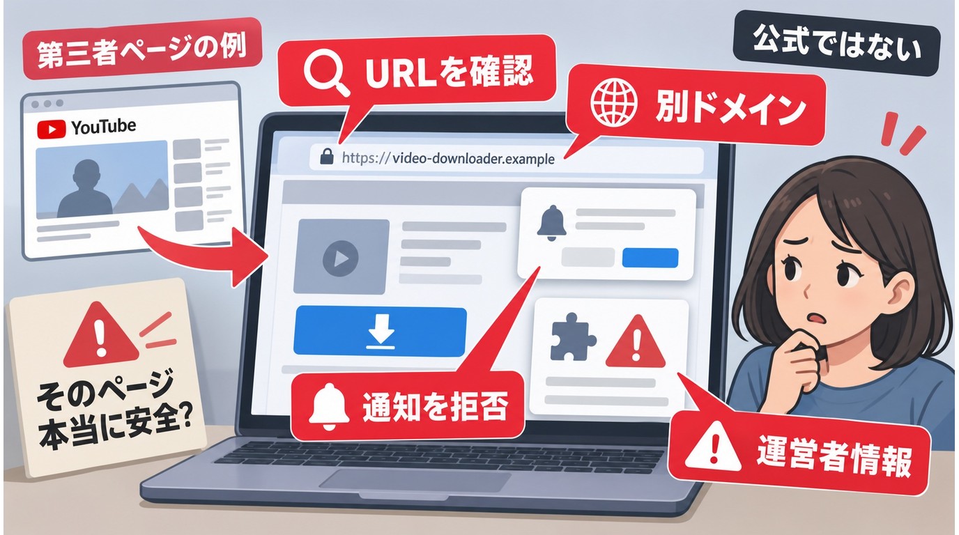 YouTube音声保存サイトで確認する偽ボタンと転送広告