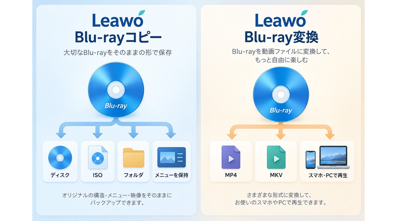 Leawo Blu-rayコピーと変換の出力形式の違い