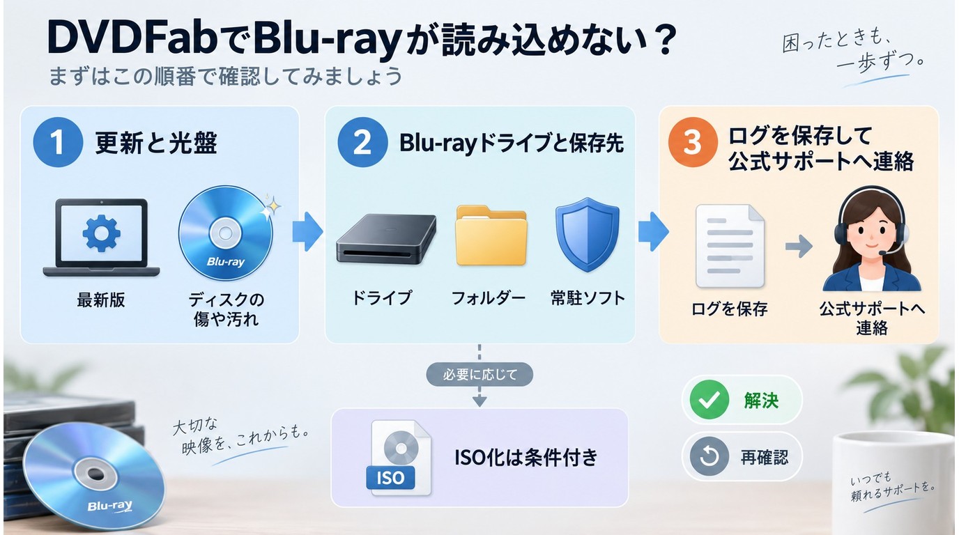 DVDFab Blu-rayリッピングの失敗原因を順番に切り分ける手順