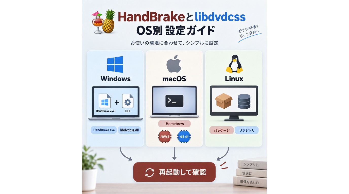Windows macOS Linuxでlibdvdcssを導入する際の確認ポイント