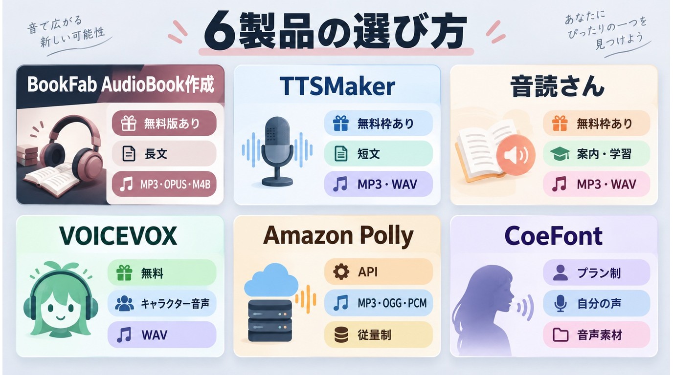 音声生成AIを日本語・無料枠・商用利用・出力形式で選ぶポイント