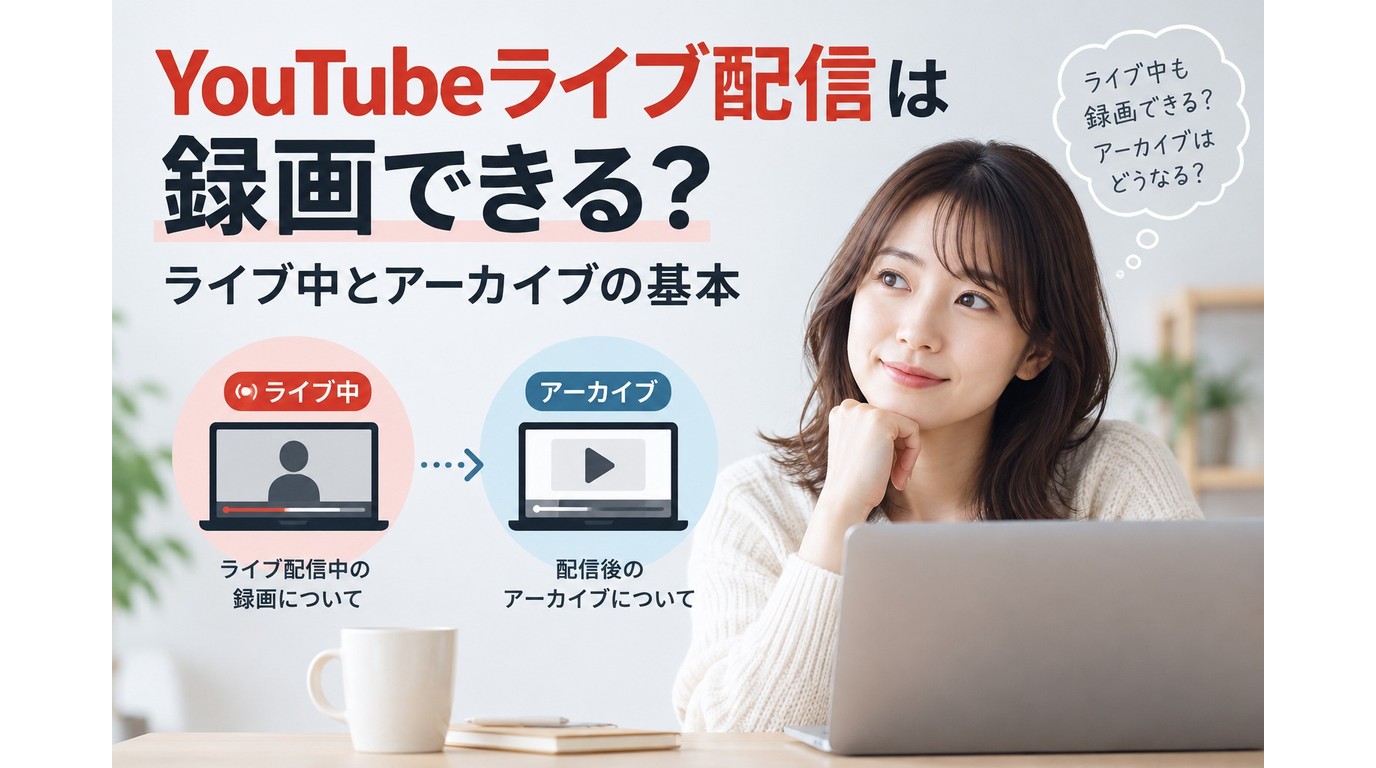 YouTubeライブ配信をWindows・Mac・iPhone・Androidで録画する方法のイメージ