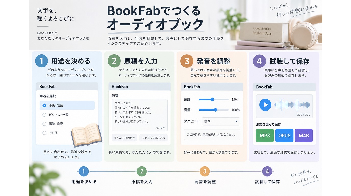 原稿からAI音声を作成して保存する3ステップ