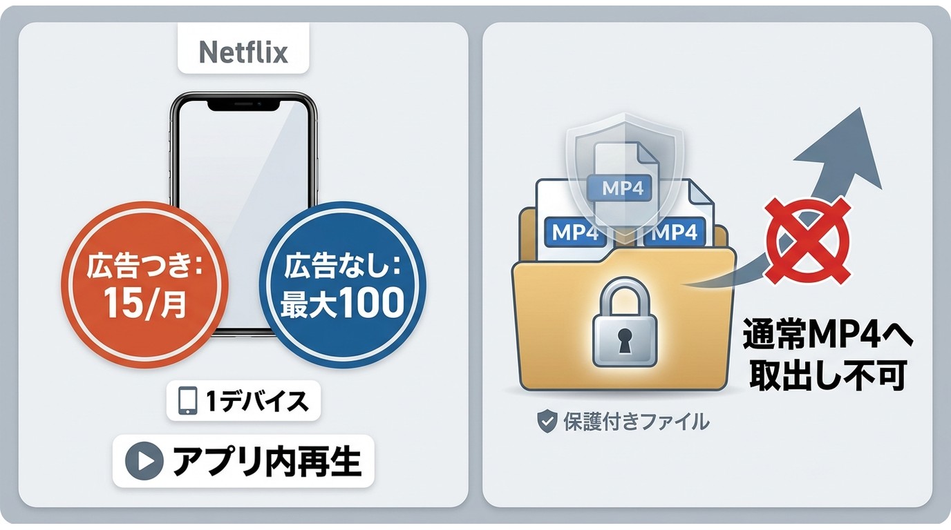 Netflix公式ダウンロードの月15作品・最大100作品上限とアプリ内保存