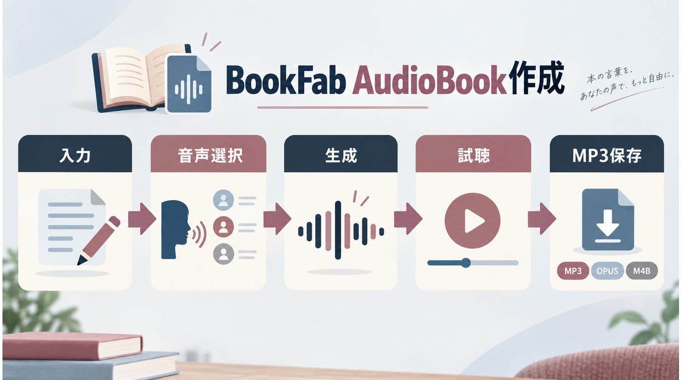 テキスト入力から音声ファイル保存までの流れ