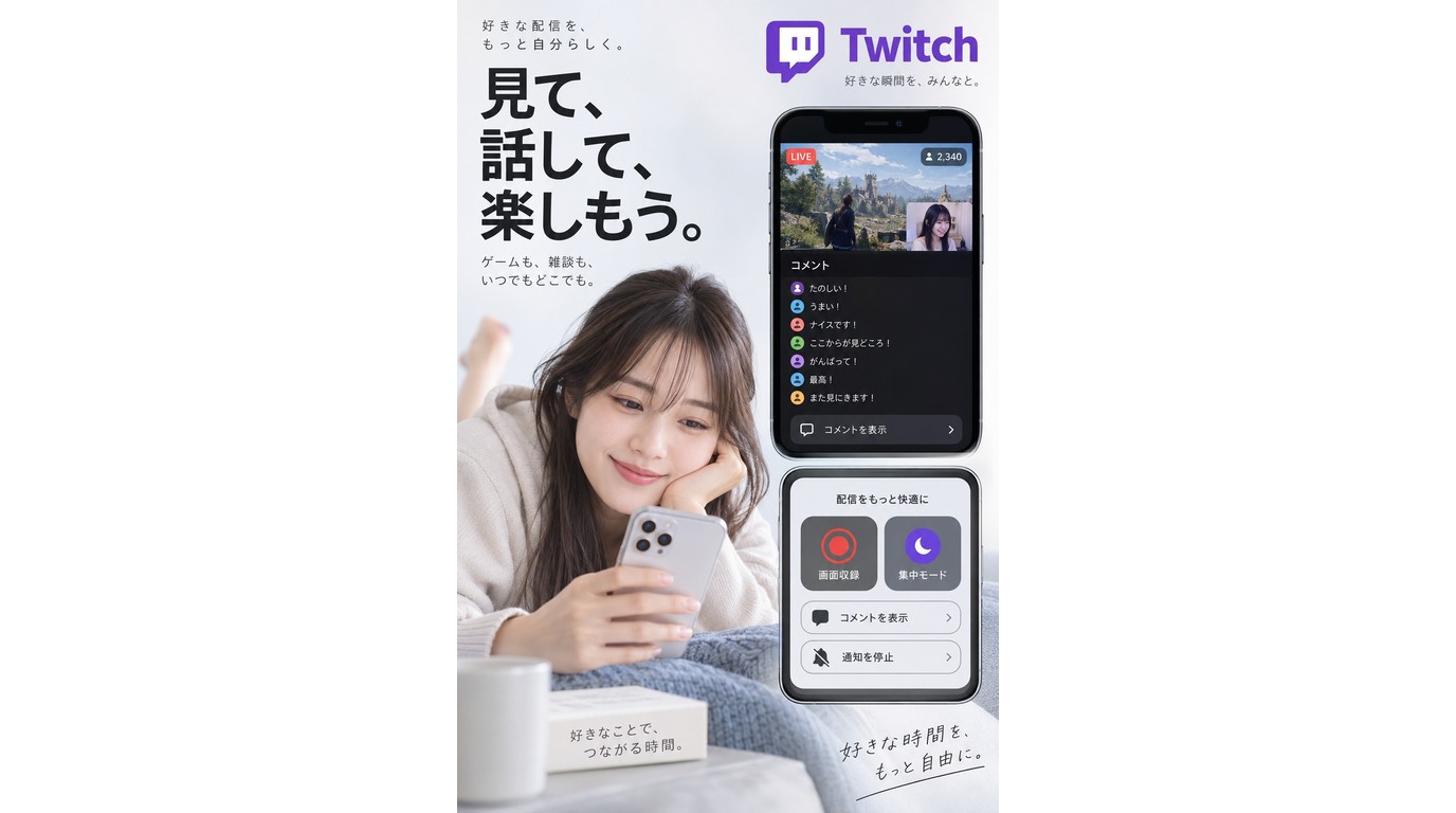 iPhoneでTwitchを画面録画し通知とコメントを設定する方法