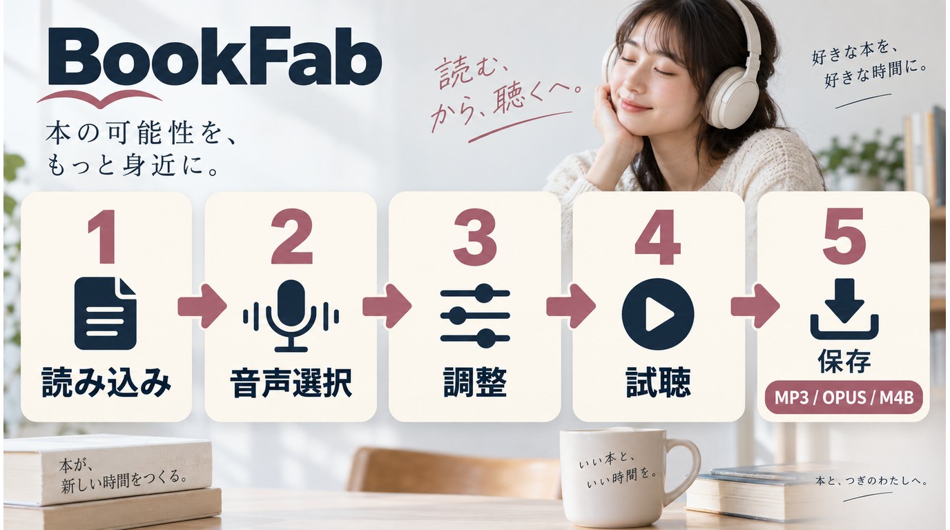 BookFabで英文を読み込み英語音声を調整して保存する流れ