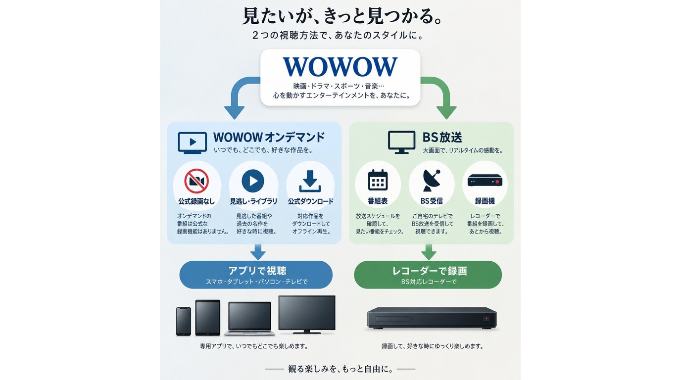 WOWOWオンデマンドとBS放送の保存方法の違い