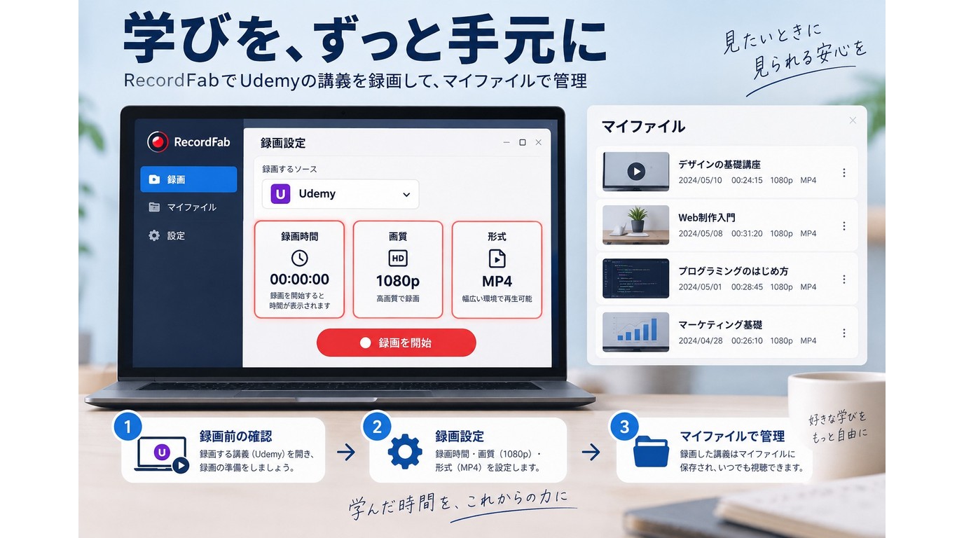 RecordFabでUdemy講義を1080pのMP4で録画する方法