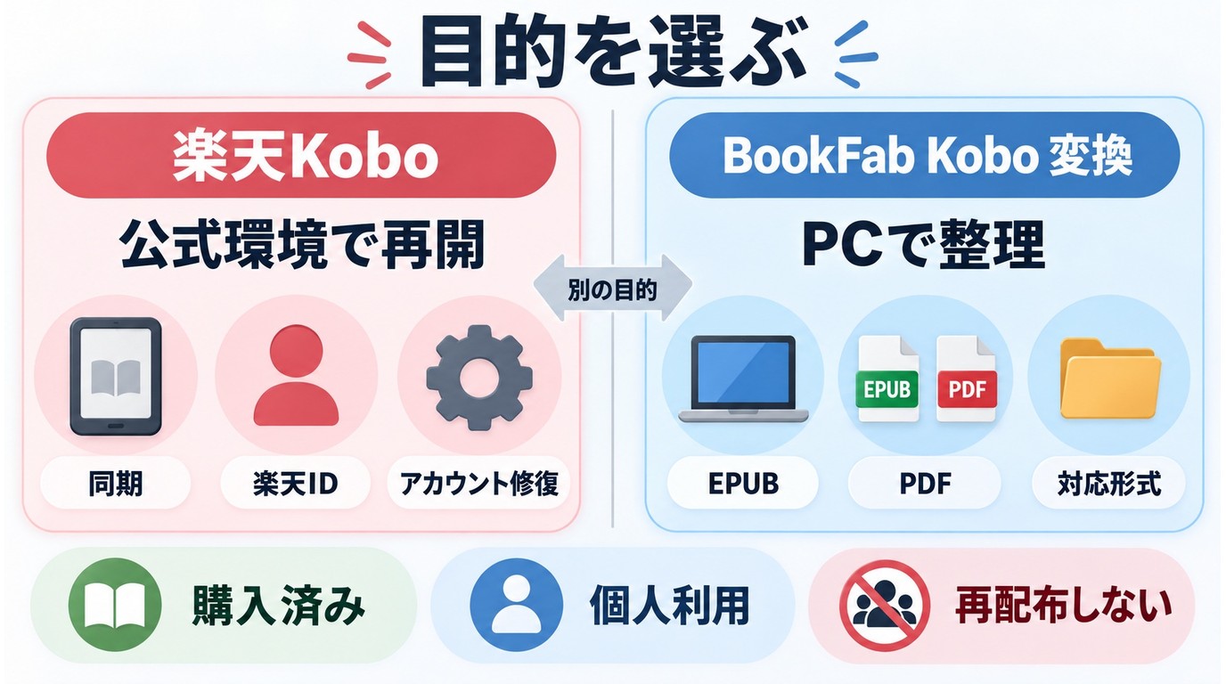 楽天Koboの公式復旧とBookFabによるEPUB・PDF管理の目的と用途の違い