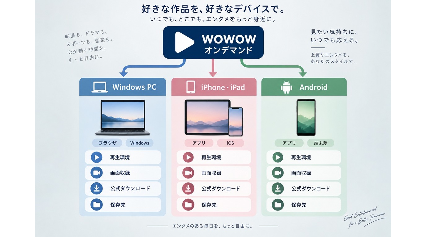 WOWOWオンデマンドをPC・iPhone・Android別に保存する方法