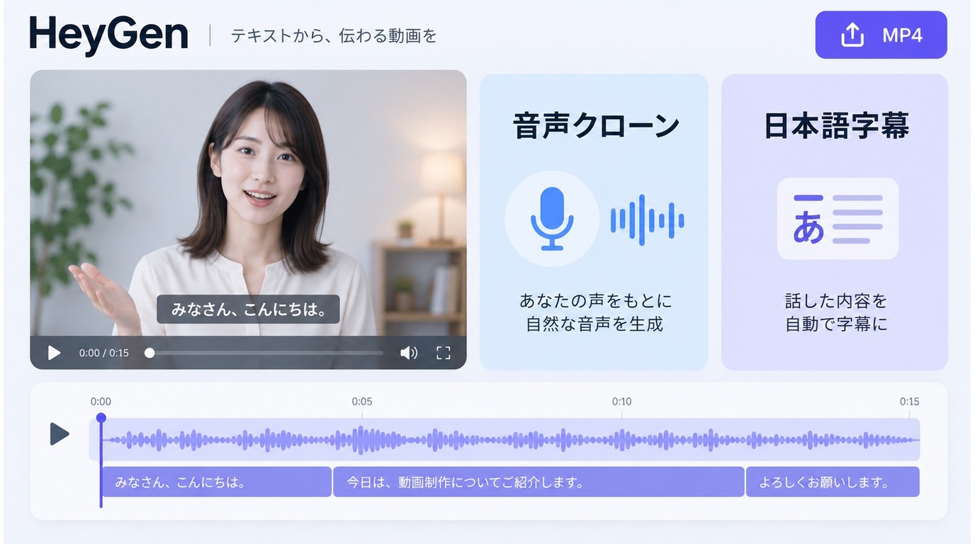 HeyGenでAIアバターと音声を組み合わせる画面
