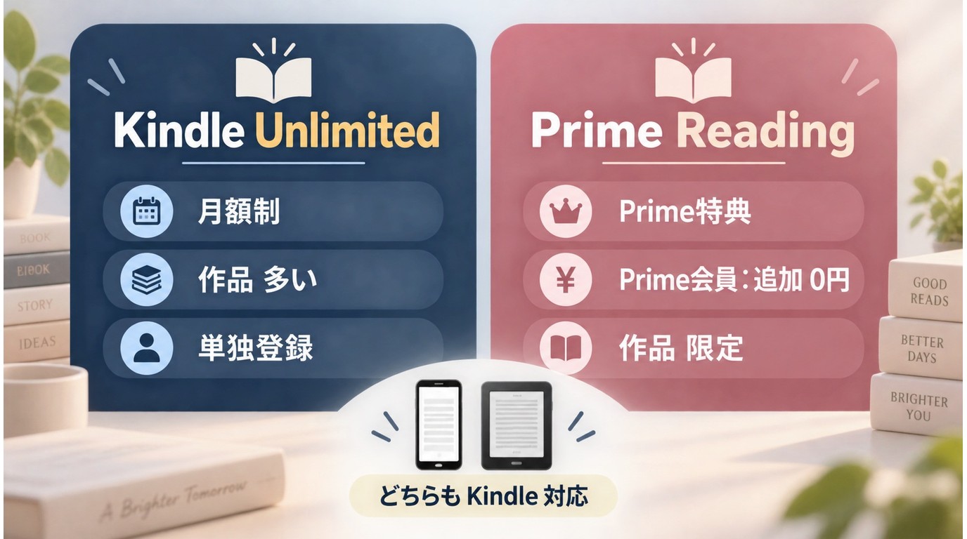 Kindle UnlimitedとPrime Readingの料金条件と対象作品の違い