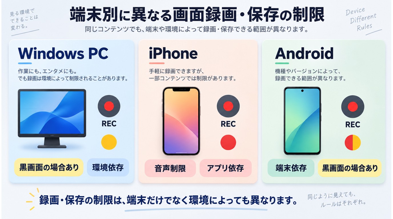 端末別に異なるOnlyFans画面録画・保存の制限