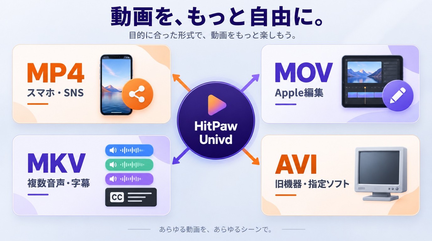 用途に応じたMP4、MOV、MKV、AVIの選び方