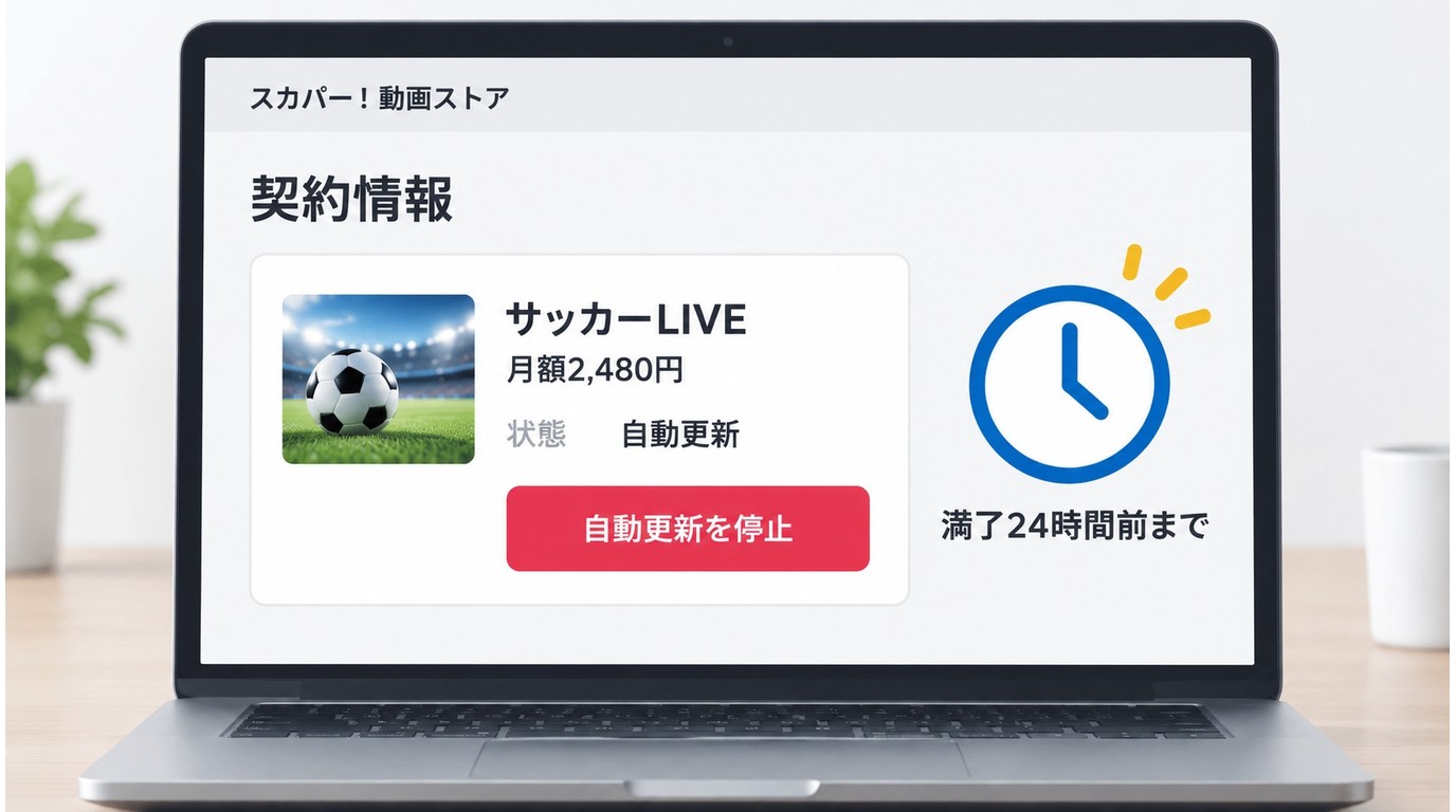 スカパー!動画ストアの契約情報から月額商品の解約を行う流れ