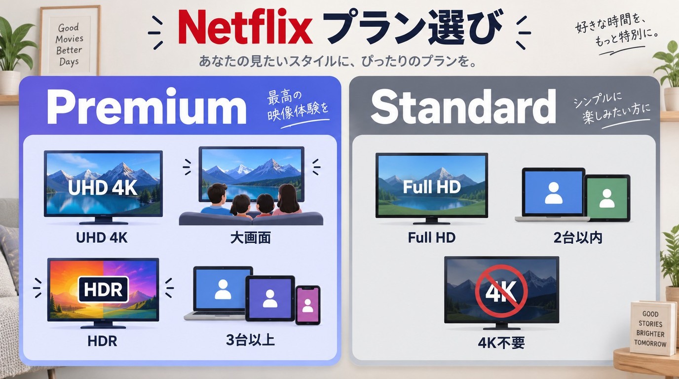 Netflixプレミアムが向く視聴環境とスタンダードで十分な条件