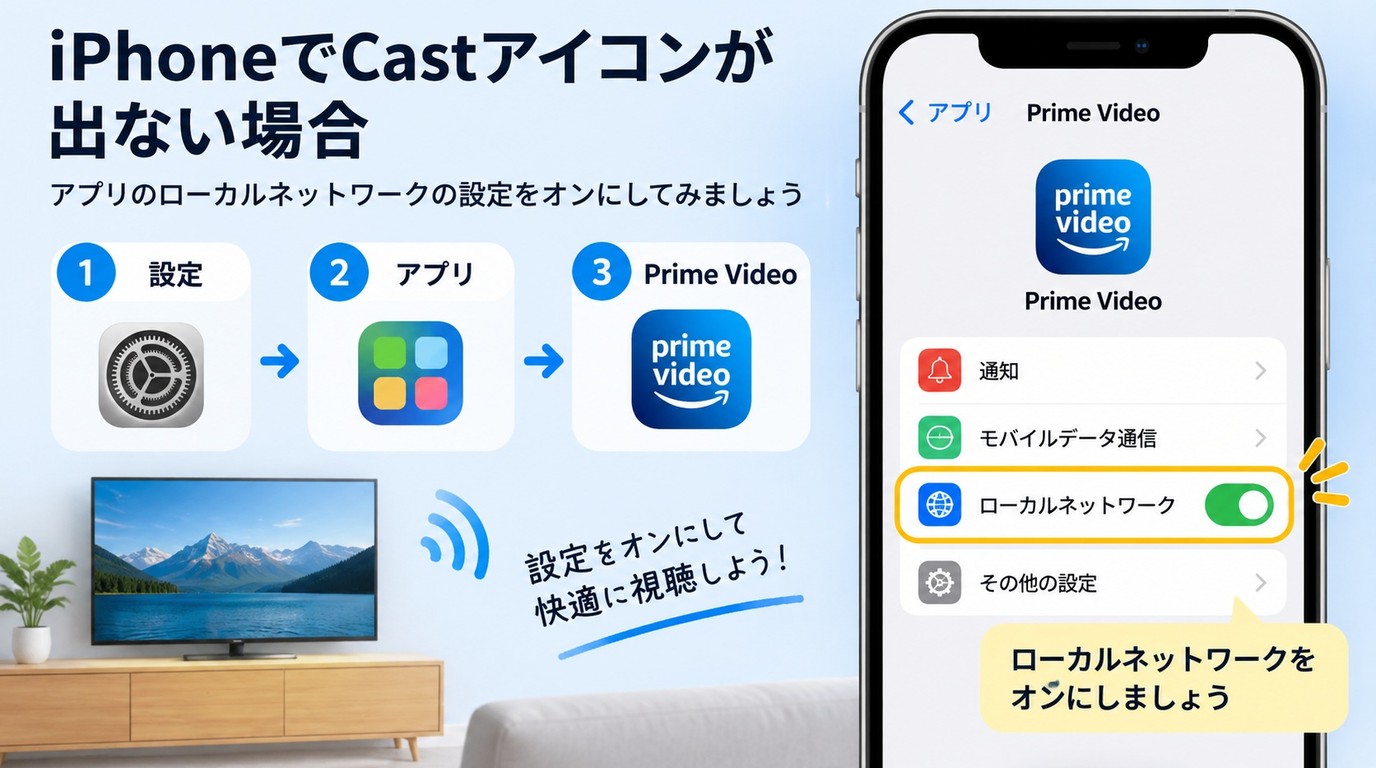 iPhoneでPrime Videoのローカルネットワーク許可をオンにする手順
