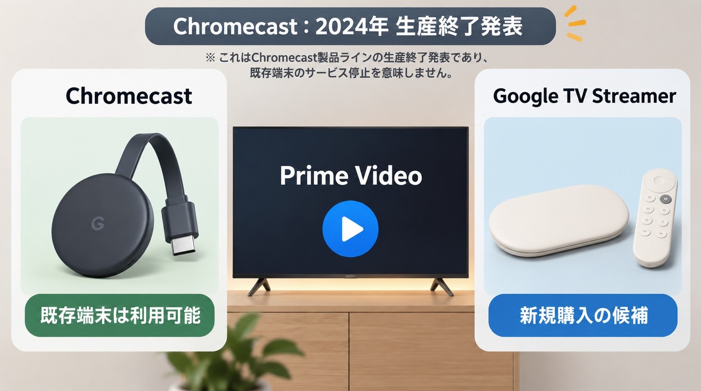 Chromecastは既存端末を利用でき新規購入ではGoogle TV Streamerが候補