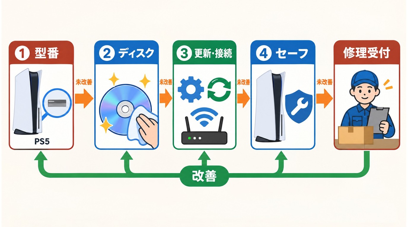 PS5のブルーレイ不具合を型番から修理受付まで切り分ける流れ