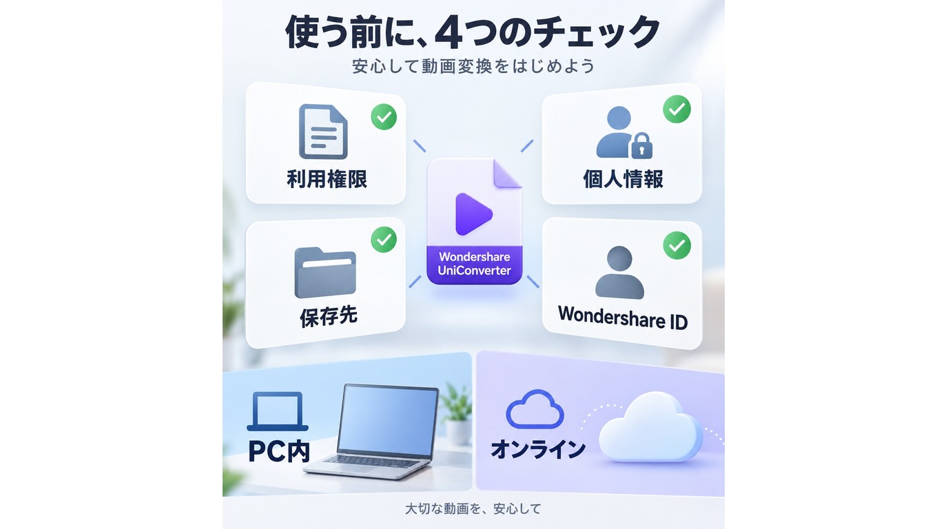 UniConverter利用前に確認する権利と個人情報と保存先とWondershare ID