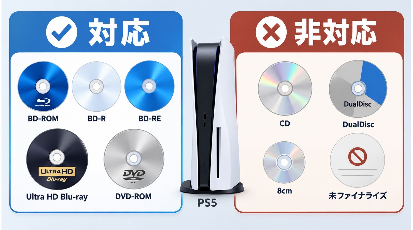 PS5で対応するBDと非対応ディスクの違い