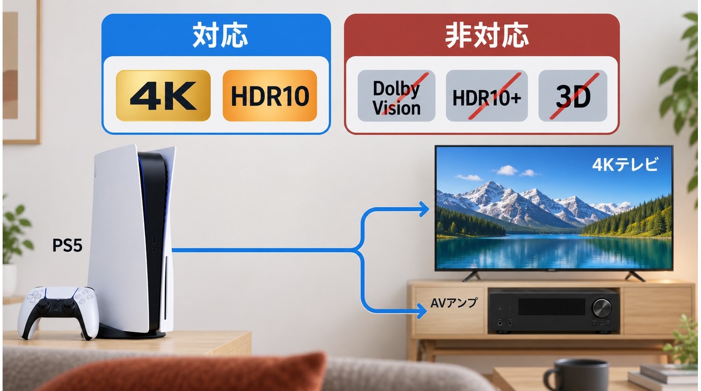 PS5のUHD Blu-ray対応画質と非対応HDR方式