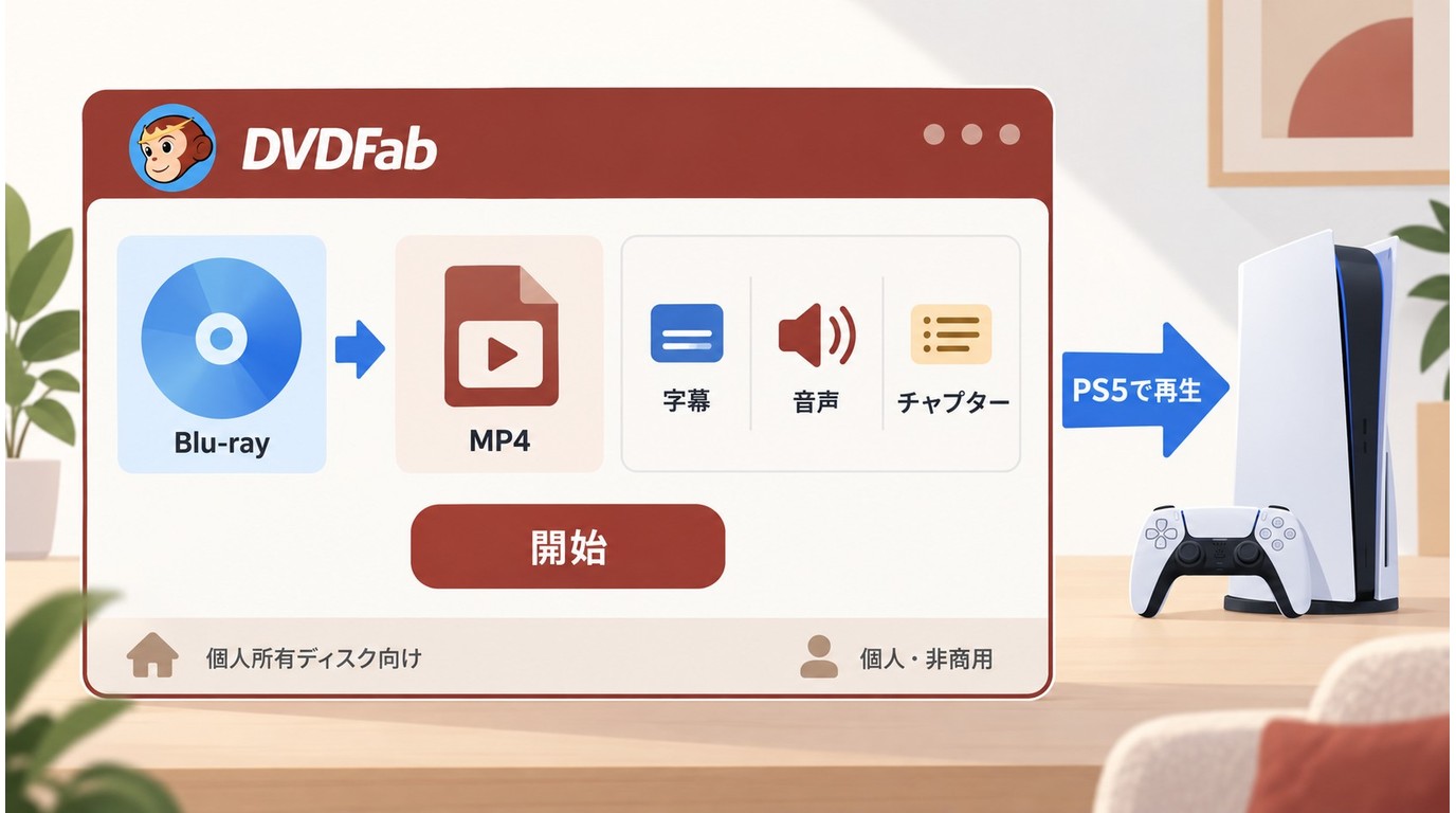 DVDFab Blu-rayリッピングでBlu-rayをMP4に変換する設定画面
