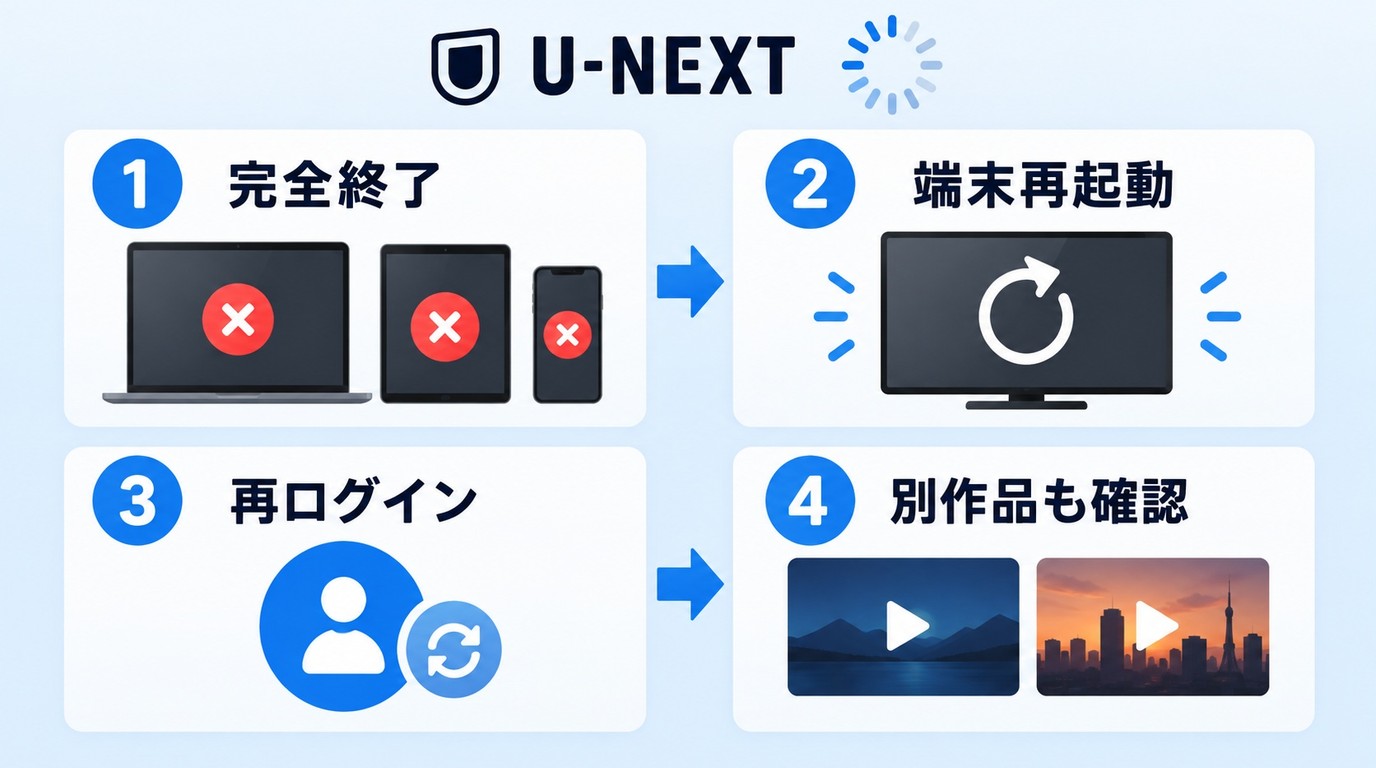 U-NEXTのローディングが終わらない場合に試す四段階の復旧手順