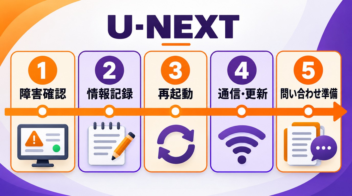 U-NEXT再生エラーを障害確認から問い合わせ準備まで切り分ける5段階