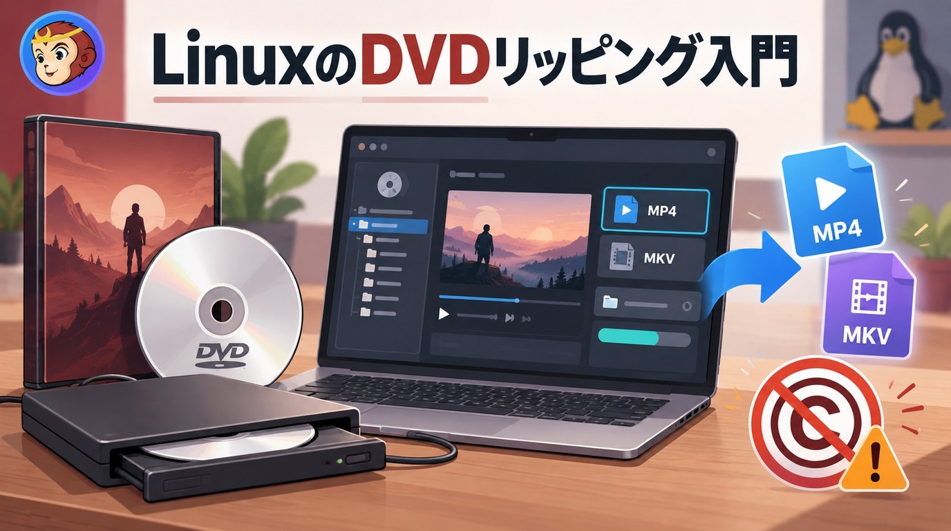LinuxでDVDをリッピングする方法：Ubuntu対応ソフト、MP4・MKV・ISOの選び方