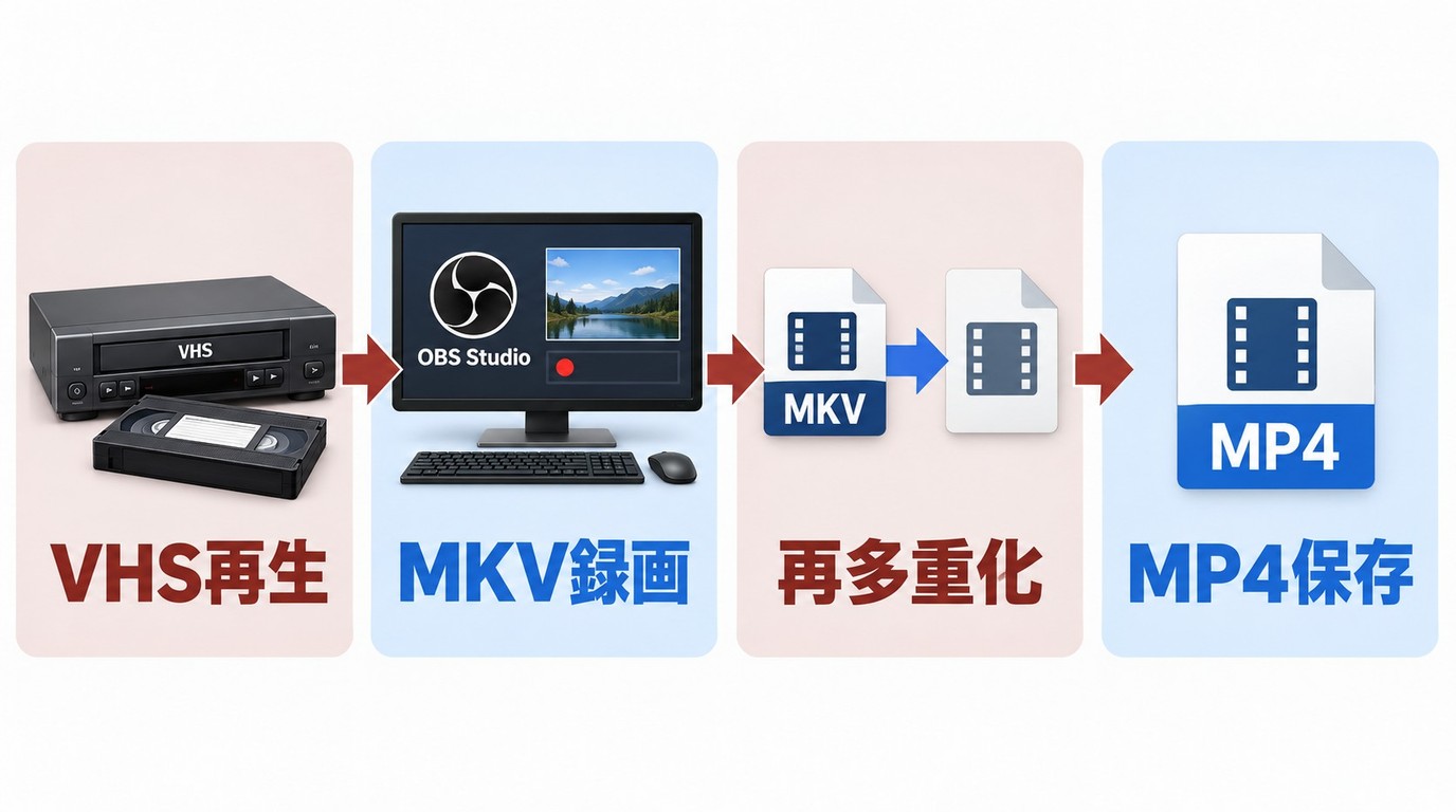 VHSをOBS StudioでMKV録画しMP4へ変換する流れ