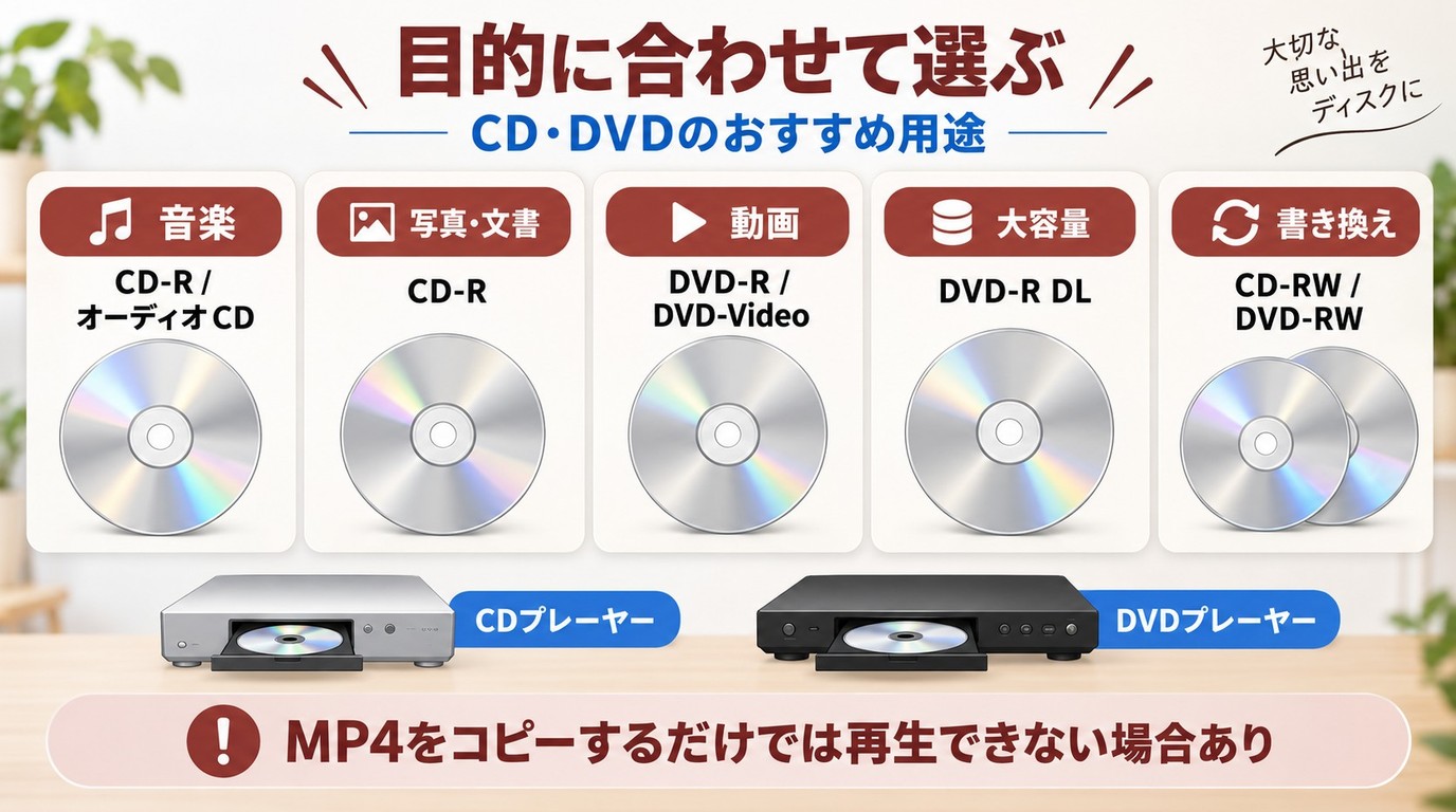 音楽、写真、動画、書き換え用途に応じたCDとDVDの選び方