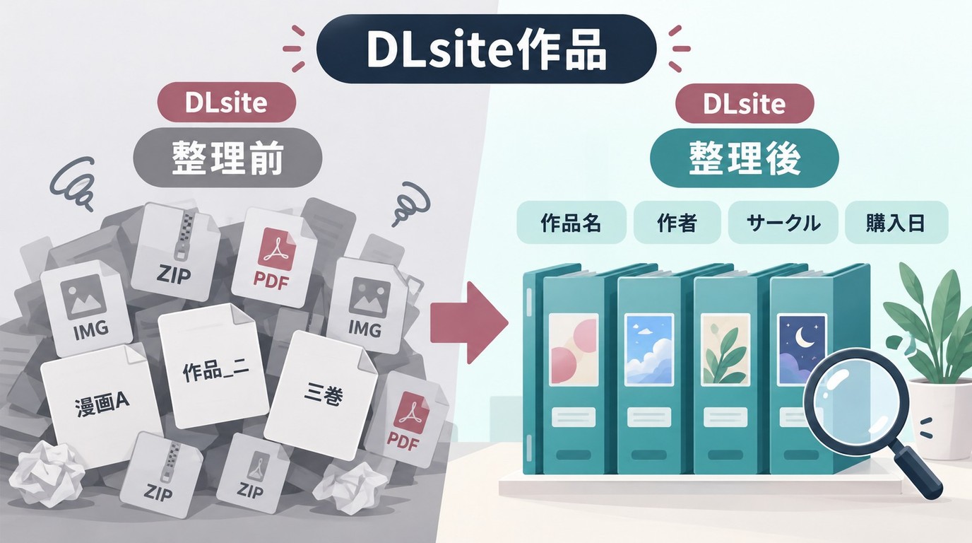 ZIP・PDF・画像が混在した書庫と整理したローカル書庫の比較
