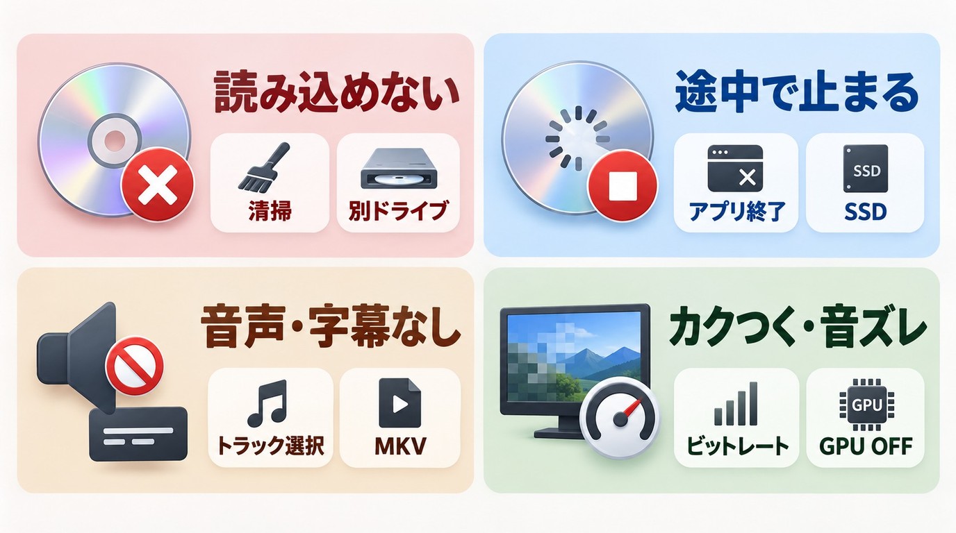 DVDリッピングの症状別原因と対処の流れ