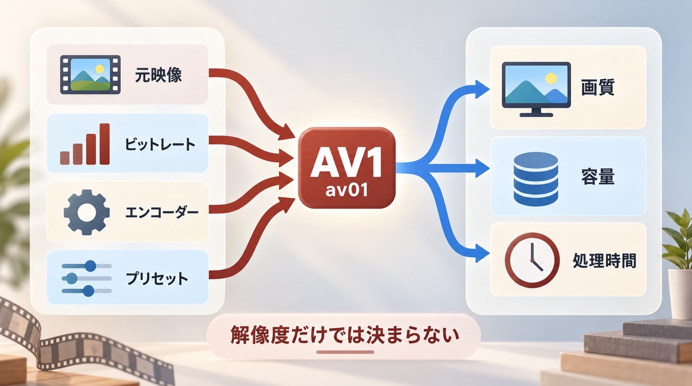 AV1の画質と容量を左右する元映像、ビットレート、エンコーダー、プリセット