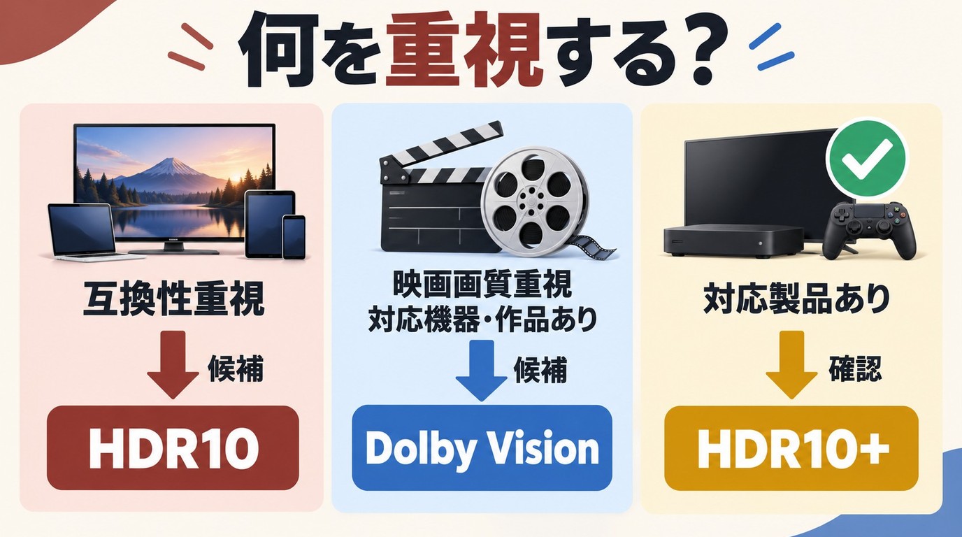 視聴環境と重視点からHDR10とDolby Visionを選ぶ判断基準
